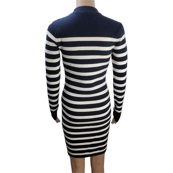 Everlane Breton Ribbed Striped Long Sleeve Cotton Sweater Dress - Picture 4 of 11